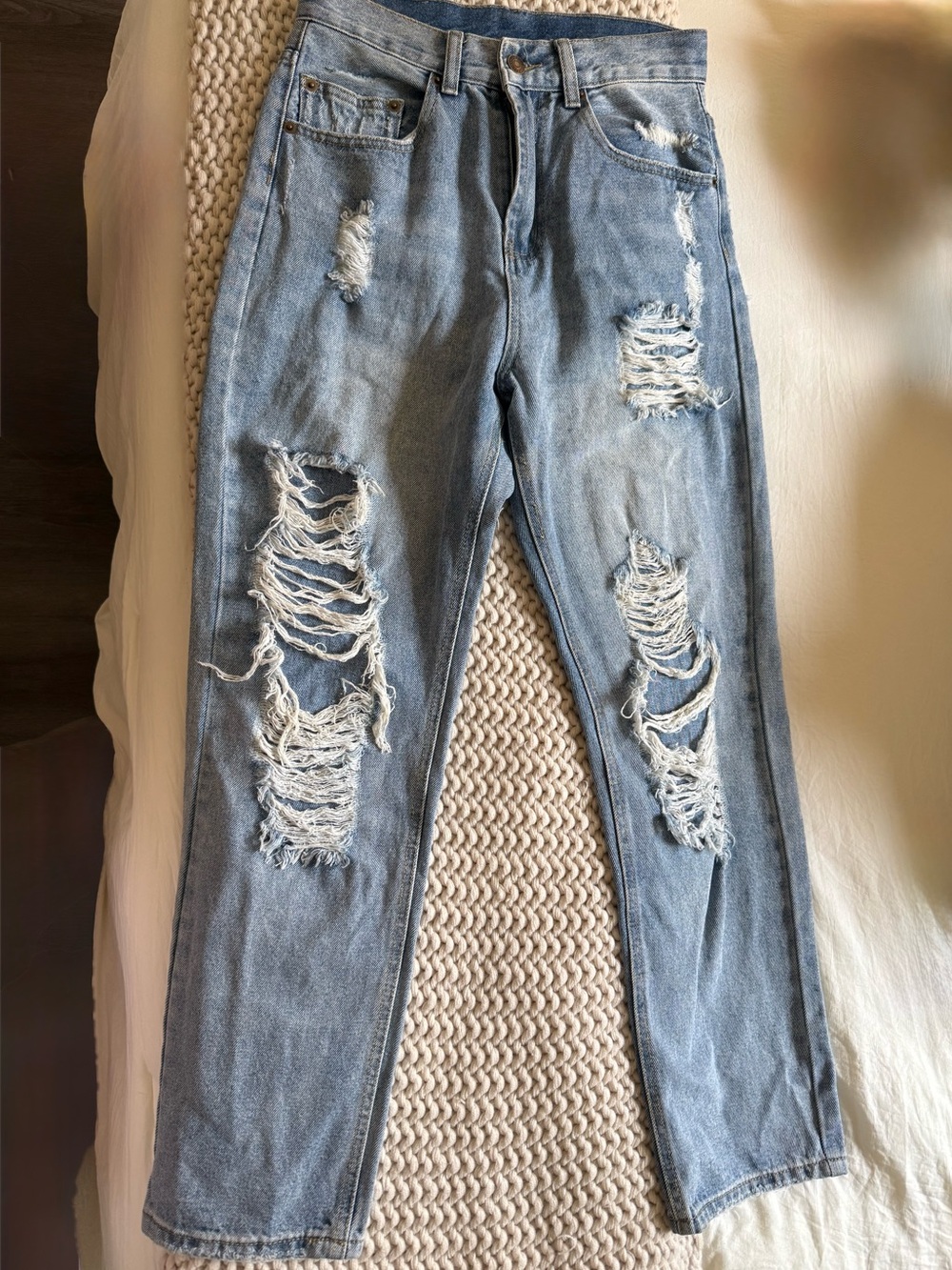 JLUXLABEL Ripped Distressed high waisted Boyfriend Style Jeans Size 26